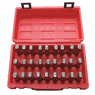 GRAINGER 20Y501 Hand Stamp 1/2In Round Dotted Letter Set