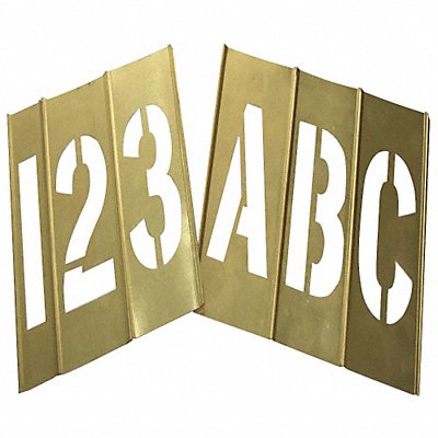 GRAINGER 20Y504 STENCIL NUMBER LETTER KIT 6 Inch BRASS 92PCS
