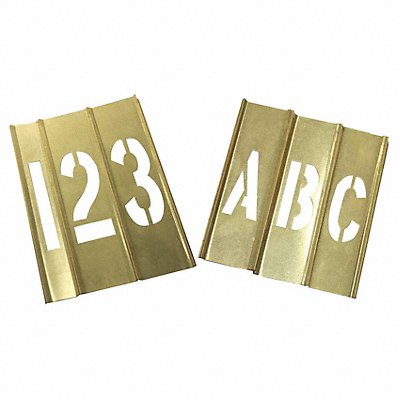 GRAINGER 20Y518 Stencil Kit 46 Piece 1 In Brass