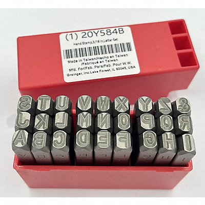 GRAINGER 20Y584 Hand Stamp 3/16 In Letter Set