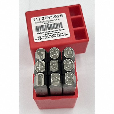 GRAINGER 20Y592 Hand Stamp Character 1/4 H British Font
