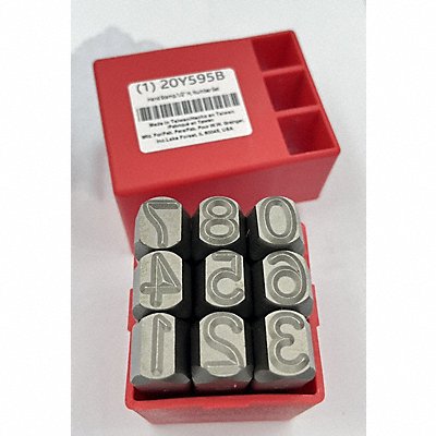 GRAINGER 20Y595 Hand Stamp 1/2 H Number Set