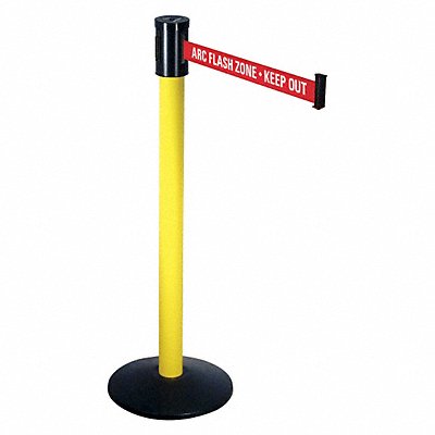 RETRACTA-BELT 321YAARC Barrier Post with Belt 40 in H Sloped