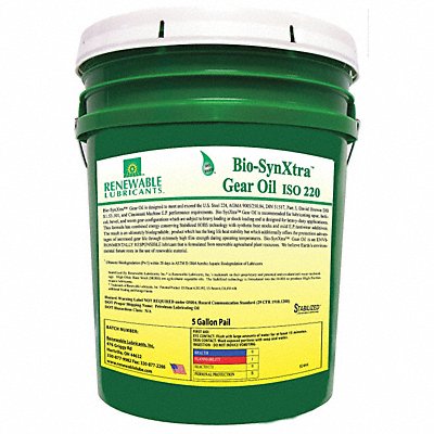 RENEWABLE LUBRICANTS 82444 Biodegradable EP Gear Oil 5 Gal