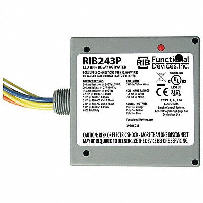 RIB RIB243P Pre-Wired Relay 24VAC/DC 3PST-NO 20A