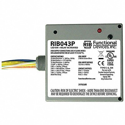 RIB RIB043P Pre-Wired Relay 480VAC 3PST-NO 20A