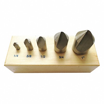 WESTWARD 21ML06 Countersink Set 5 PC 1 FL 82 Deg HSS