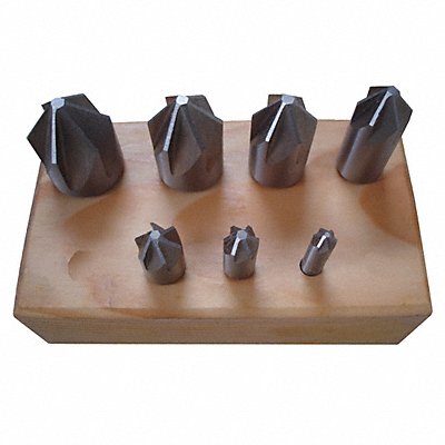 WESTWARD 21ML39 Countersink Set 7 PC 6 FL 82 Deg HSS