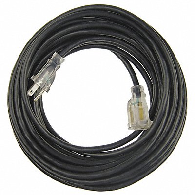 POWER FIRST 21RJ51 Lighted Extension Cord 50ft 16Ga 13A SJTW Blk