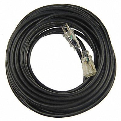 POWER FIRST 21RJ52 Lighted Extension Cord 50ft 14Ga 15A SJTW Blk