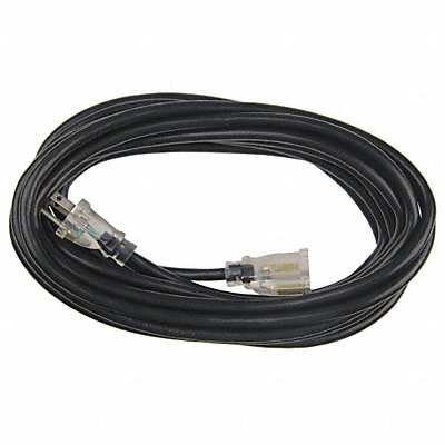 POWER FIRST 21RJ54 Lighted Extension Cord 25ft 14Ga 15A SJTW Blk