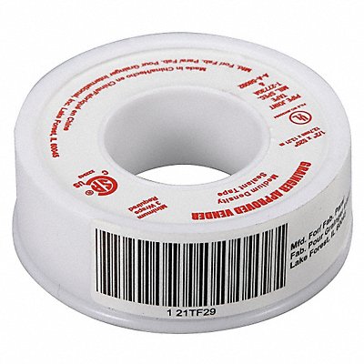 GRAINGER 21TF29 Thread Sealant Tape 1/2 W White