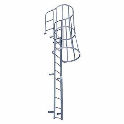 COTTERMAN F17WCC1 Fixed Ladder with Safety Cage 16 ft H.