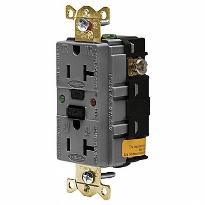 HUBBELL GFSG5362GRY Recept Grey 20 A GFCI 2P3W Bk Sd 1PK