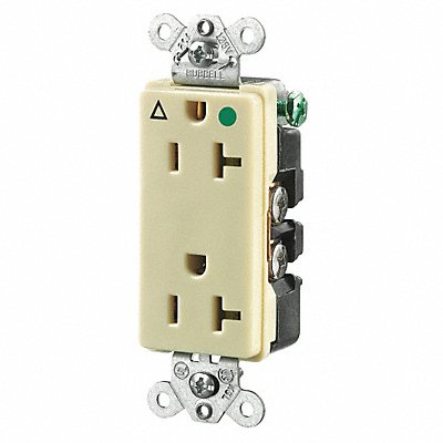 HUBBELL IG2182I Recept Ivory 20 A 2P3W Back Side 1PK