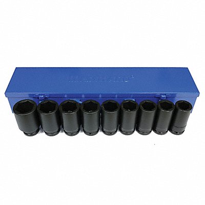 WESTWARD 21WL54 Impact Socket Set Steel Black Oxide 27 to 41 mm