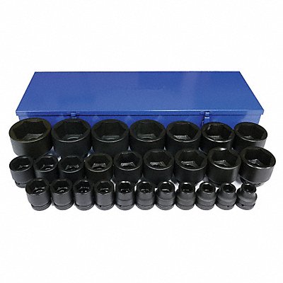 WESTWARD 21WM43 Impact Socket Set Steel Black Oxide 7/8- 3 1/2 in