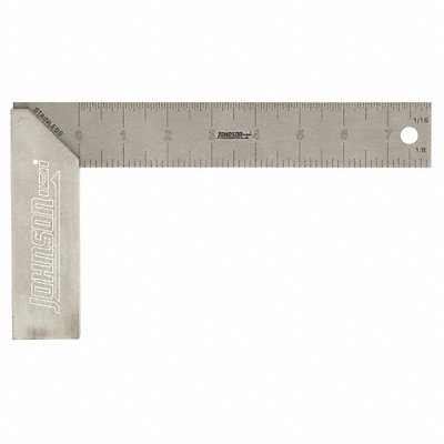 JOHNSON LEVEL 19080800 Try Square Alum/SS 8 in 1/8 1/16 in Grad