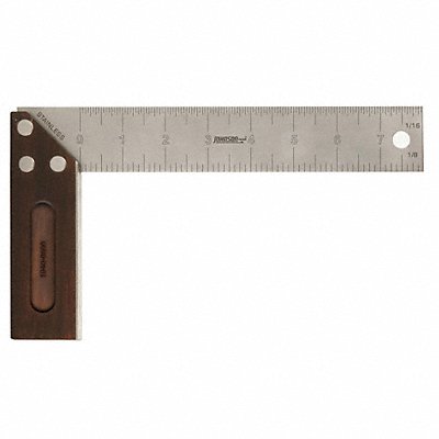 JOHNSON LEVEL 19400800 Try Square Bamboo/SS 1/8 1/16 in Grad