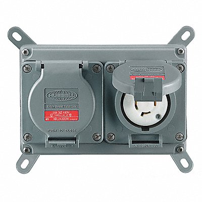 HUBBELL MCWF2060 DplxLckRecpt 30A Gry Cmpst L6-30R 2Gng