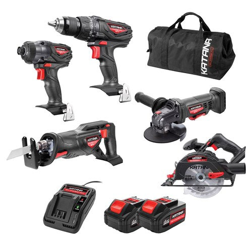 KATANA by Kincrome 220550 18V Lithium-Ion Charge-All DIY 5 Piece Combo Kit