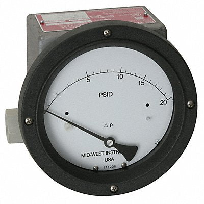 MIDWEST INSTRUMENT 220SC02OJAA30P Pressure Gauge 0 to 30 psi