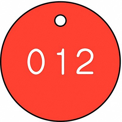 GRAINGER 22CN27 Numbered Tag Plastic 1 1/4in H PK100