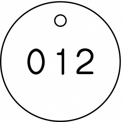 GRAINGER 22CN36 Numbered Tag Plastic 1 1/4in H PK100