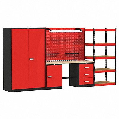 HALLOWELL FKMIXEDSTORSMM Modular Cabinet/Shelving Set 78 H 132 W 24 D