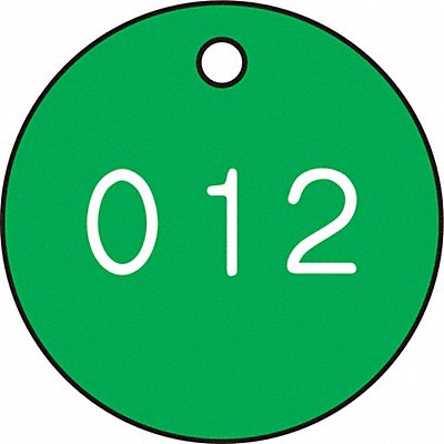 GRAINGER 22FC58 Numbered Tag Plastic 1 1/8in H PK100