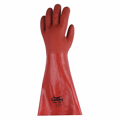 CONDOR 22KA61 Chem Resist Glove PVC 18 In L Red PR