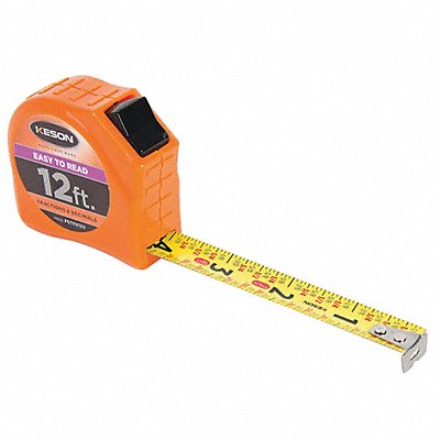 KESON PGTFD12V Tape Measure 5/8 In x 12 ft Orange In/Ft