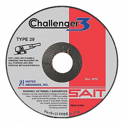 UNITED ABRASIVES-SAIT 27611 Depressed Grinding Wheel 7/8 CN Unthreaded Hole