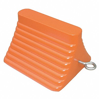 GRAINGER 22XW71 Wheel Chock Molded Rbr w/Stl Grab Orange