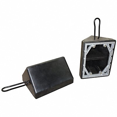 GRAINGER 22XW75 Wheel Chock Molded Rbr w/Stl Grab Black