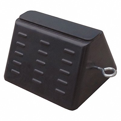 GRAINGER 22XW82 Wheel Chock Molded Rbr w/Stl Grab Black