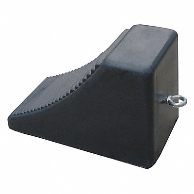 GRAINGER 22XW84 Wheel Chock Molded Rbr w/Stl Grab Black
