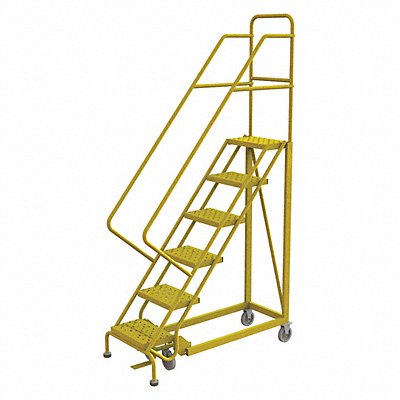 TRI-ARC KDEC106166Y Rolling Ladder Steel Safety Angle 6-Step
