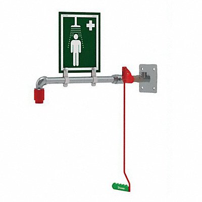 HUGHES SAFETY 23GSH Drench Shower Wall Mount Stainless Steel