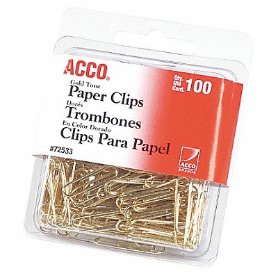 ACCO ACC72533 Paper Clip Gold Tone Wire PK100
