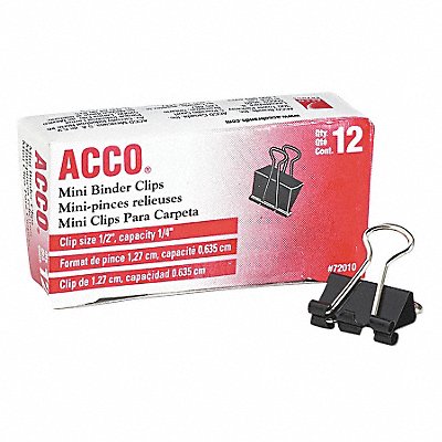 ACCO ACC72010 Binder Clip Blk/Slvr Plastic/Steel PK12