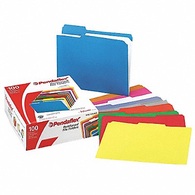 GRAINGER PFXR15213ASST Letter File Folders Assorted PK100