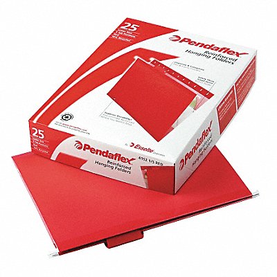 GRAINGER PFX415215RED Hanging File Folders Red PK25