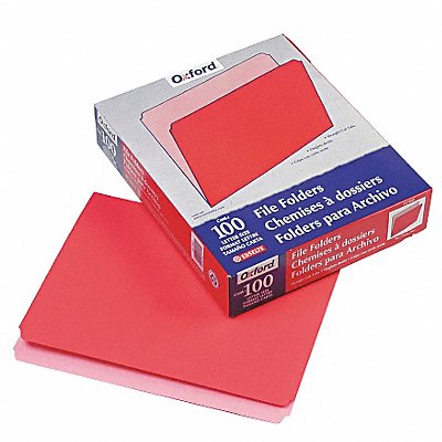 GRAINGER PFX152RED Letter File Folders Red/Light Red PK100