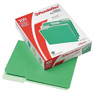 GRAINGER PFX421013BGR Letter File Folders Bright Green PK100