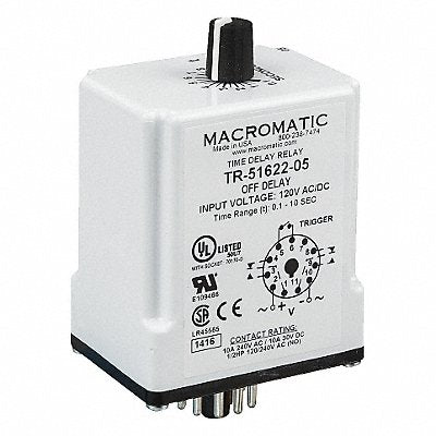 MACROMATIC TR5162812 H7803 Single Function Time Delay Relay 24VAC/DC 11Pins