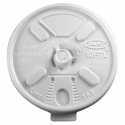 DART 10FTL Disp Hot Cup Lid 10 oz White PK1000