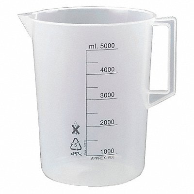 LAB SAFETY SUPPLY 23X904 Beaker 5 L 260 mm H 201 mm Dia PK2