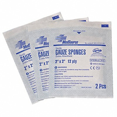 MEDSOURCE MSGZ2212S Sterile Gauze Sponges White 2x2 PK1500