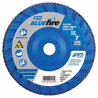 NORTON 66623399160 H5981 Flap Disc 7 In x 40 Grit 7/8